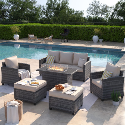 5-Person Outdoor Seating Group With Fire Pit Table by Lark Manor