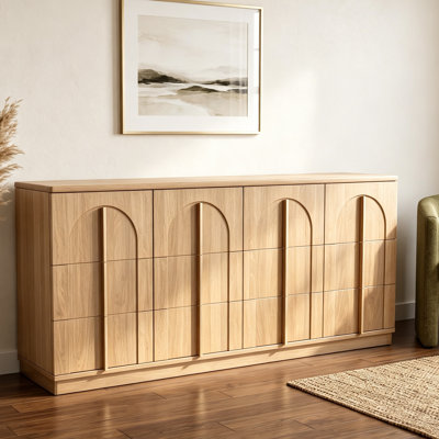 Buffet moderne 62,99 "avec rangement, portes arquées, tablettes réglables, buffet pour la salle à manger, la cuisine, le salon et le vestibule
