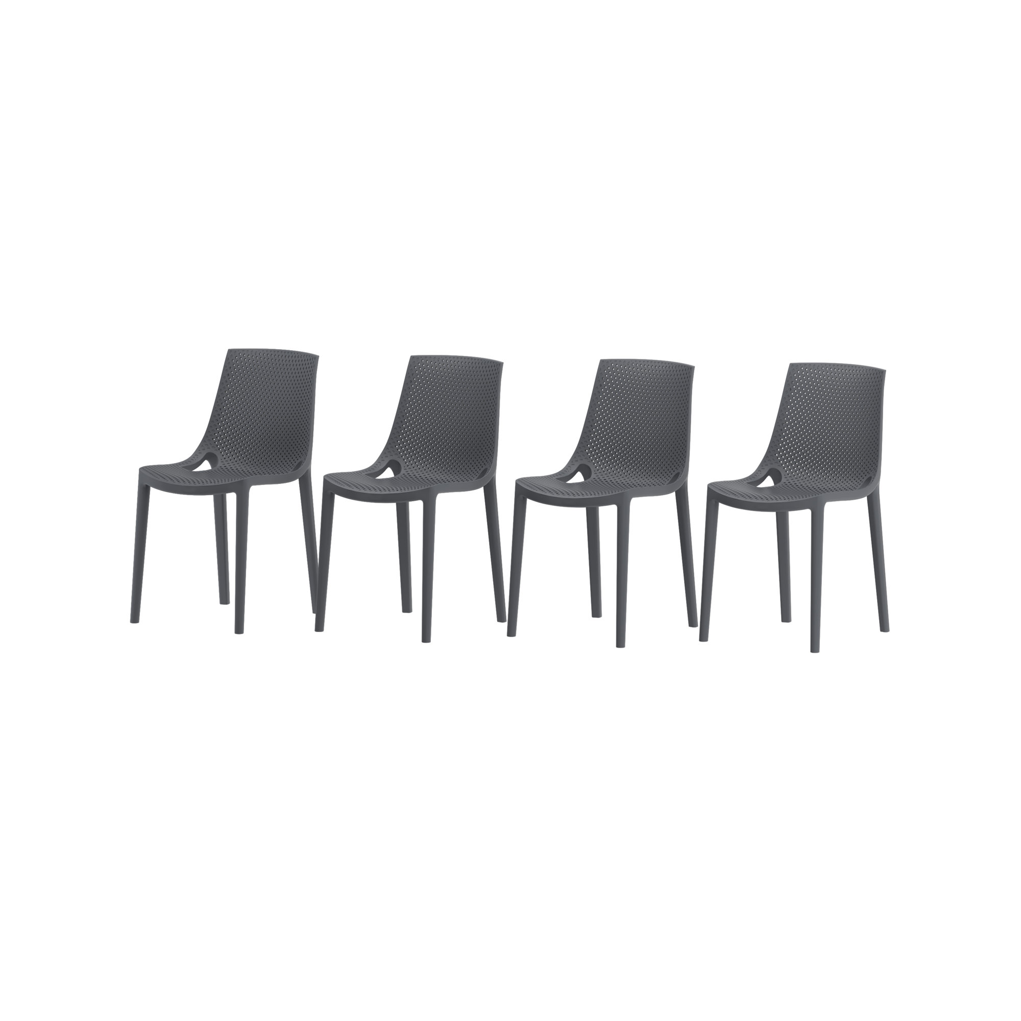 Rafael Outdoor Stacking Dining Side Chair, Gray