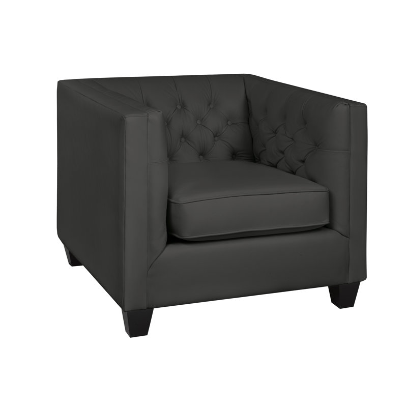 Fauteuil Bourne, Cuir véritable gris anthracite