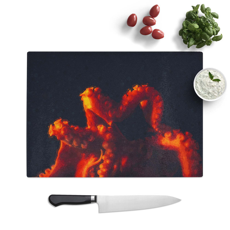 Tempered Glass Octopus Chopping Board, 28.5 cm W x 20 cm L