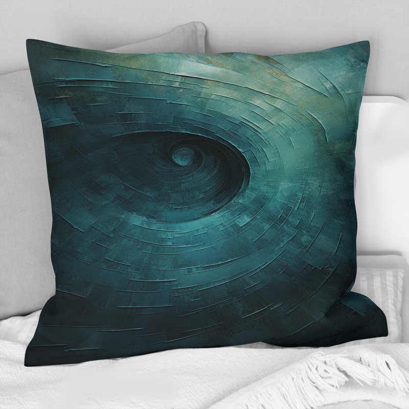 Coussin décoratif bleu sarcelle torsadé Tranquillity Spiral I