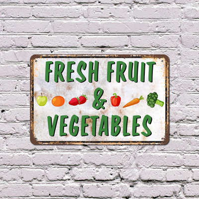 Panneau en plastique 11 po x 17 po Fresh Fruit and Légumes