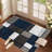 Modern Geometric Boxes Navy Area Rug, Non-Shedding Carpet For Living Room, Bedroom, Or Dining Room-1036602549