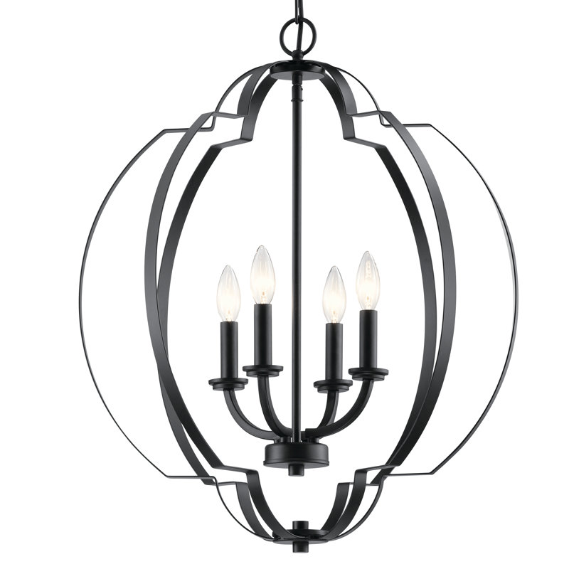4 - Light Geometric Chandelier, Black