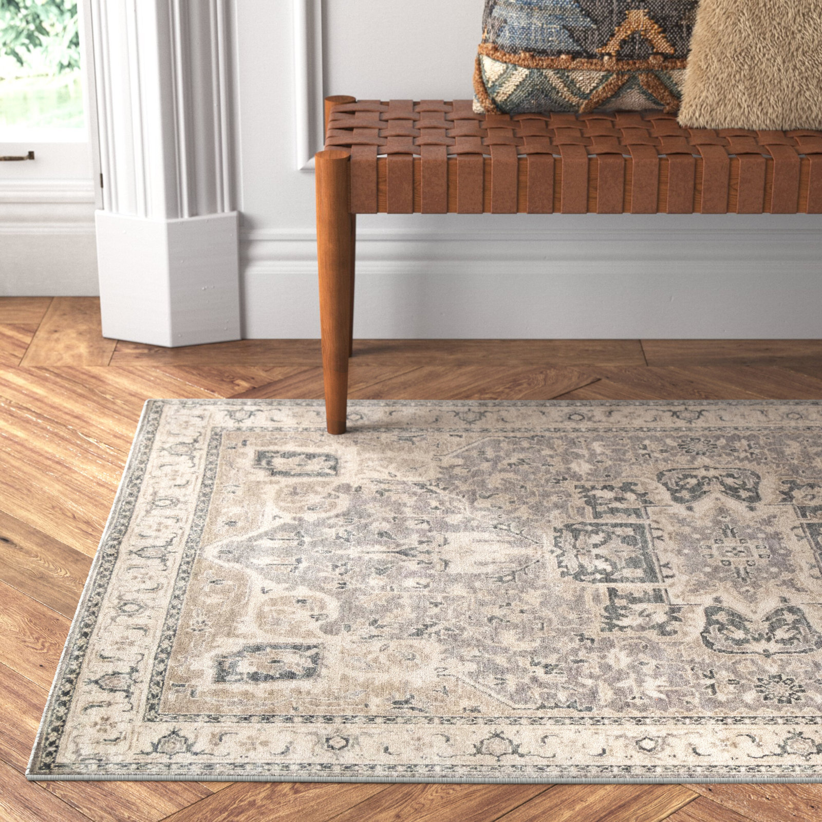 Lucy Gray Hand-Knotted Wool Oriental Rug, Rectangle 7'6" x 9'6"