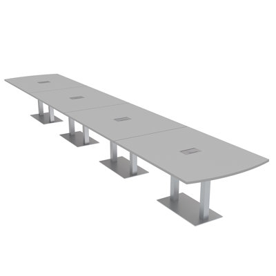 Pavert Arc Rectangle Conference Table with Double Metal Post Base | Electrical Unit