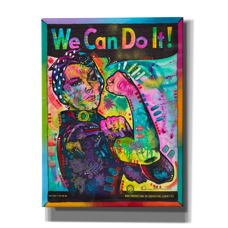 «We Can Do It» par Dean Russo, art mural sur toile, H 16 po x l 12 po x P 0,75 po
