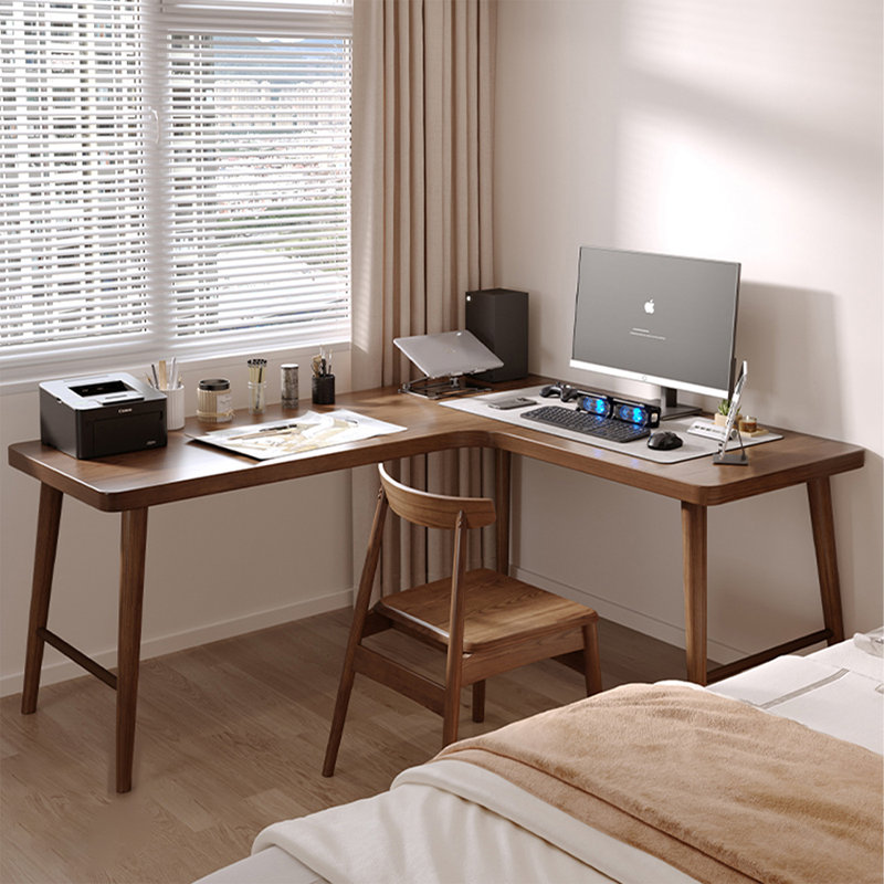 Bureau d'angle en L noyer, Oui, 29.53"H*70.87"W*55.12"D