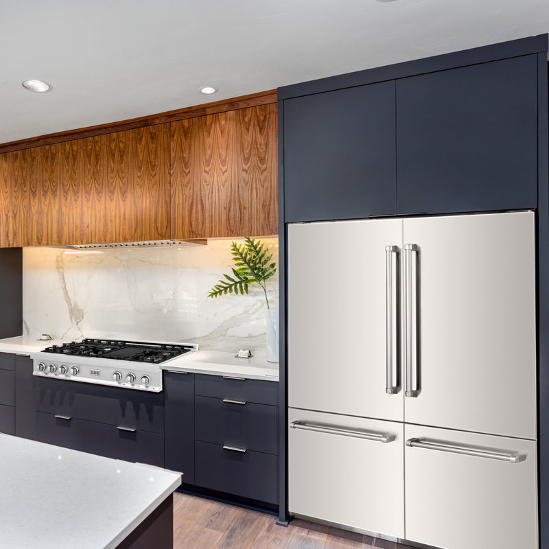 ZLINE 60 in. Built-In Refrigerator in White Matte with Graphite Gray Interior, Stainless Steel