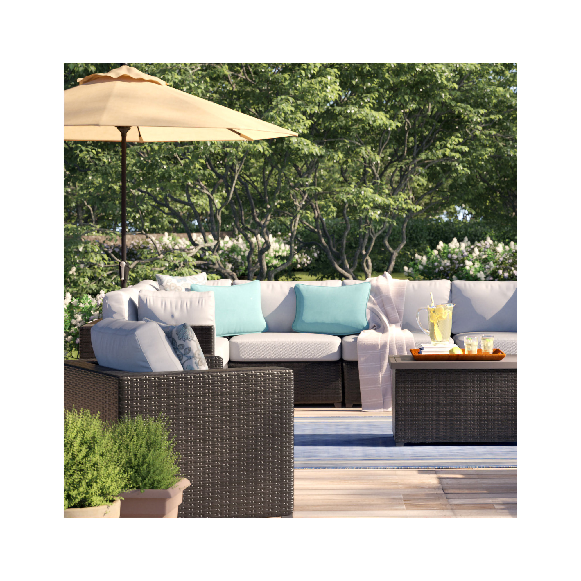 Iuka 108'' Outdoor Umbrella, Sesame Sunbrella® Linen