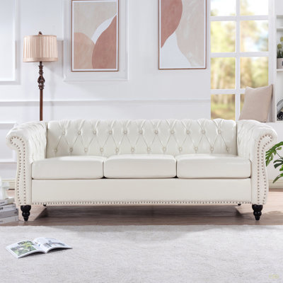 Canapé Chesterfield à accoudoirs roulés 3 places 84,65 po