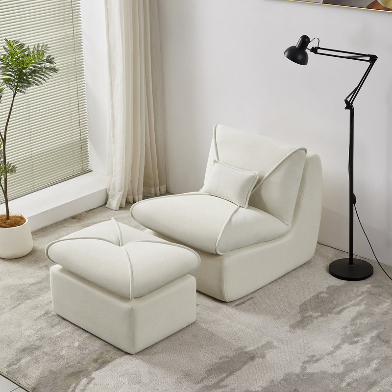 Méridienne avec repose-pieds, fauteuil décoratif rembourré multifonctionnel, méridienne rembourrée modulaire réversible avec coussin