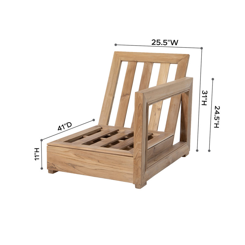 Chatsworth  Outdoor Teak One Arm Lounge Chair, Coal