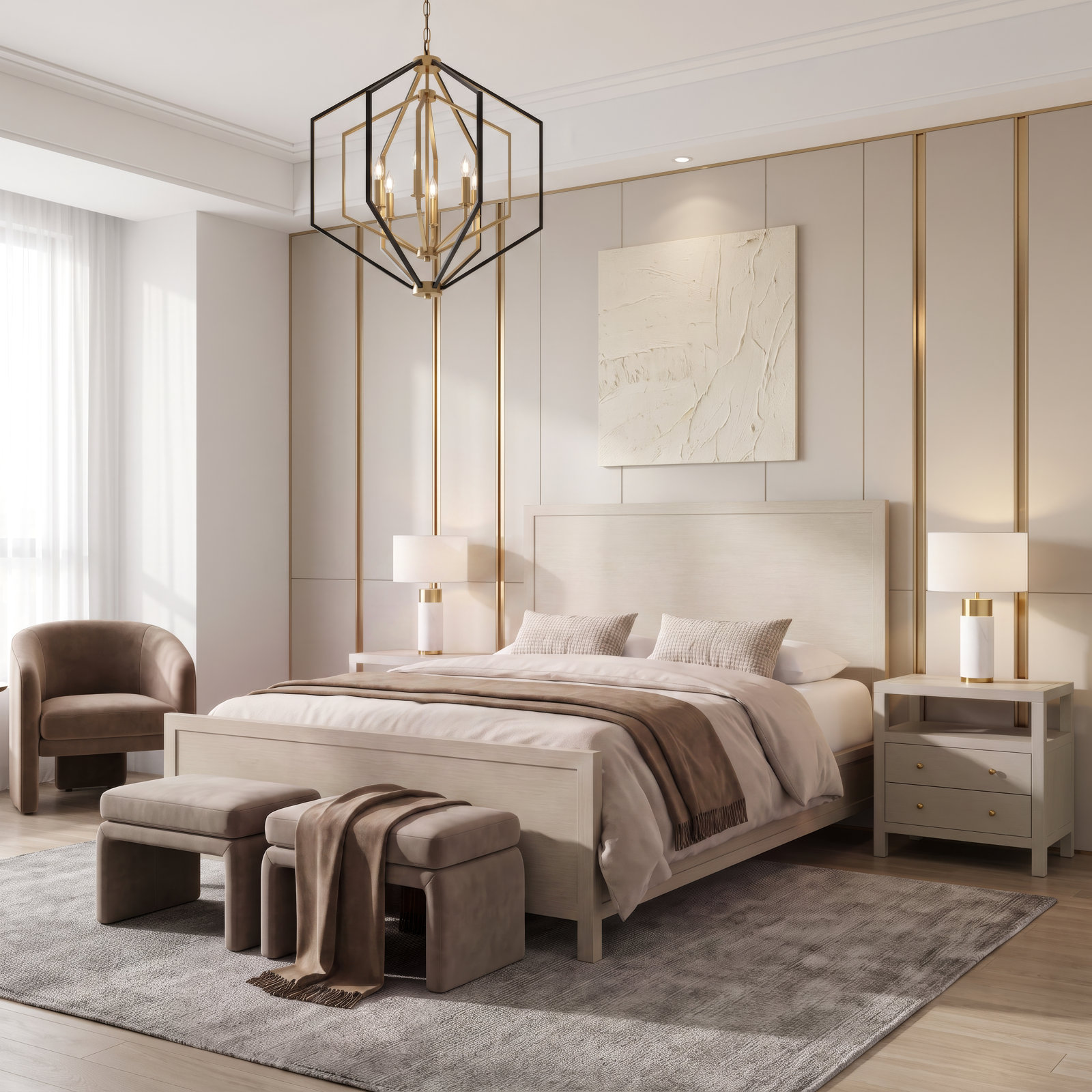 Celine Wood Panel Bed, Antique Taupe