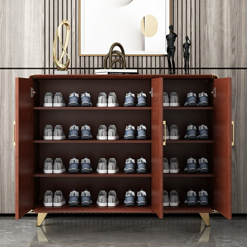 Rangement pour chaussures en alliage d'aluminium noyer