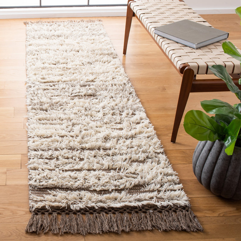 Tapis rayé en laine Casablanca, Tapis de couloir 2 pi 3 po x 8 pi