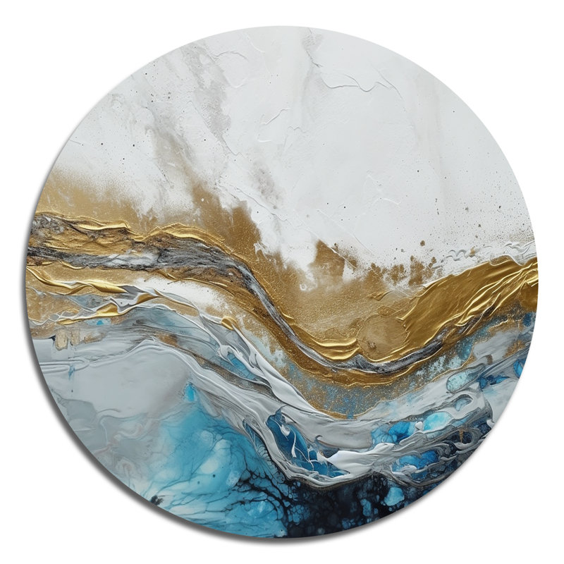 Art mural rond gris abstrait moderne abstrait gris IV contemporain sur métal, H 16 po x l 16 po x P 1 po