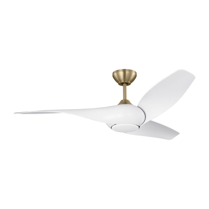 Topan Smart 52 LED Indoor Ceiling Fan with Threaded Downrod, ABS blades and Handheld Remote, Burnished Brass/Matte White