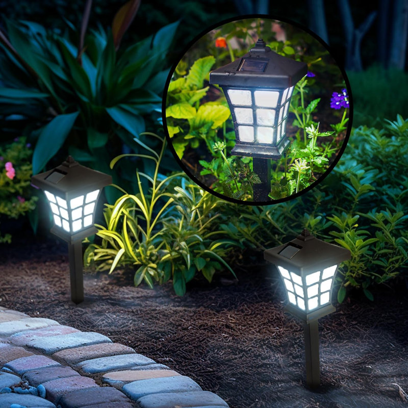 Black Solar LED Pathway Light Pack with Dusk to Dawn Sensor