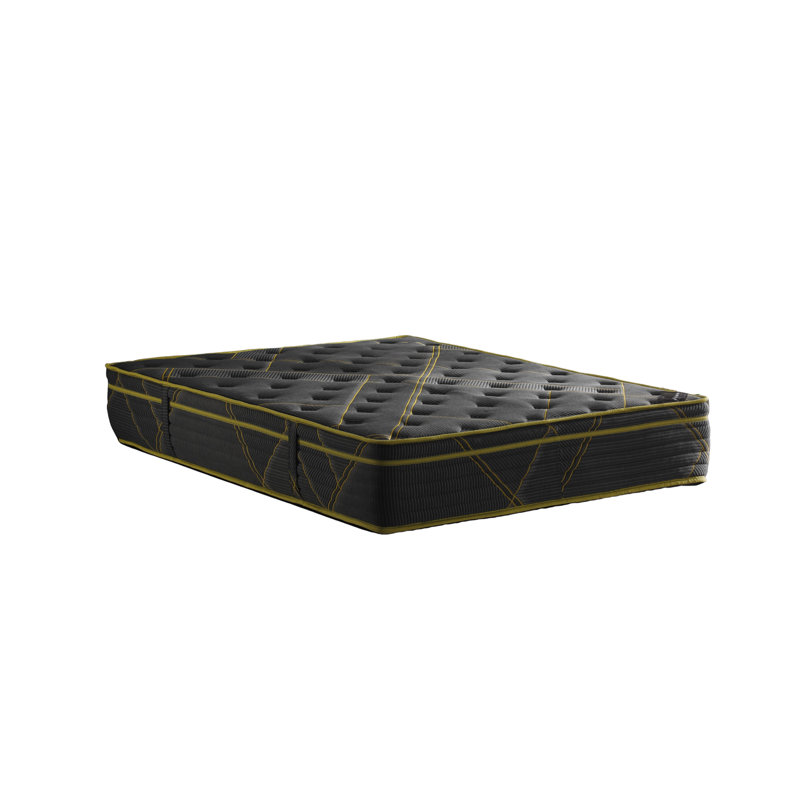 13” Luxury Black vMustard Eurotop Mattress – Inspired by the Roman Empire – Medium-Firm Hybrid Comfort – Made in NJ – Premium Quilted Cover - Fiberglass-Free – Bed in a Box