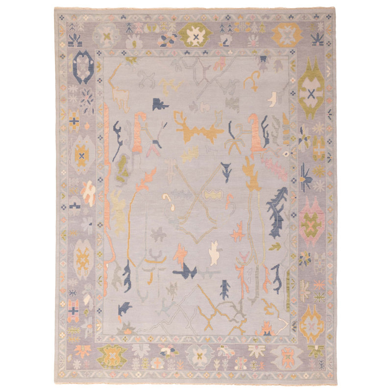Tapis moderne gris Oushak 9 pi 0 po x 11 pi 9 po