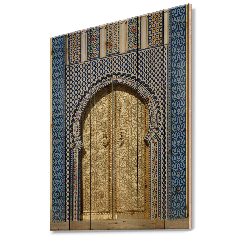 Morroco Palace Golden Doors - Graphic Art Print on Wood, 40" H x 30" W x 1.5" D