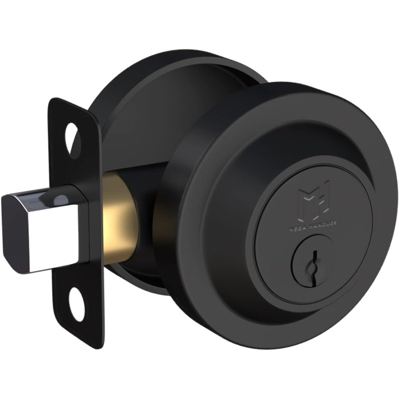 Serrure à pêne dormant cylindrique simple RONN Mega Handles | Pêne dormant moderne à clé pour portes extérieures et intérieures | Poignée réversible avec loquet réglable