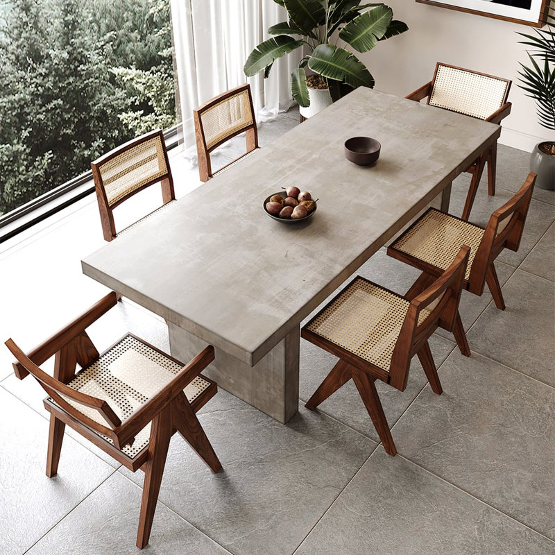 Upoak Series 70.9" Farmhouse Rectangle Wood Dining Table Gray Seats 4-6 People
