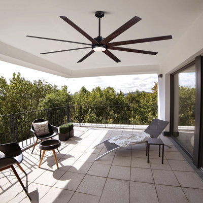 84" Black Ceiling Fan With Lights For Living Room, Remote Control And Quiet Reversible DC Motor