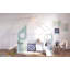 Lit simple avec glissade, bande lumineuse en boule, lit plateforme en bois avec façade, panneau d'ameublement amusant - bleu-133671191