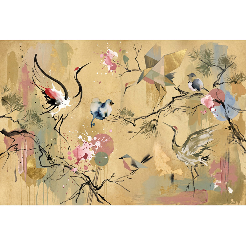 Murale oiseau vert, Non tissé, 120 po x 96 po