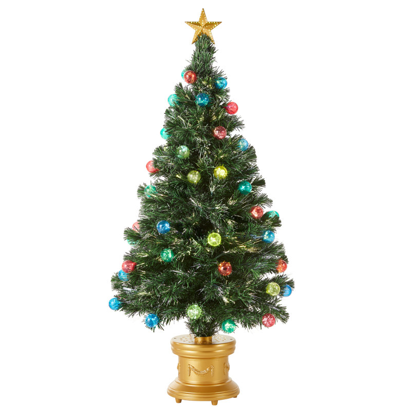 Fiber Optic Fireworks Tree with Ball Ornaments, 4.6' H