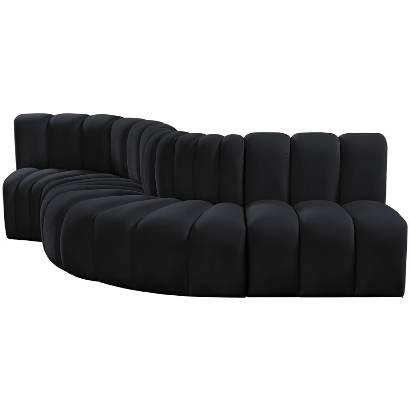 Hiu Upholstered Sofa & Chaise, Black Velvet