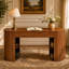 Bureau double moderne avec base demi-cylindre, bureau d'ordinateur et bureau avec tablette ouverte et 2 tiroirs-130639998