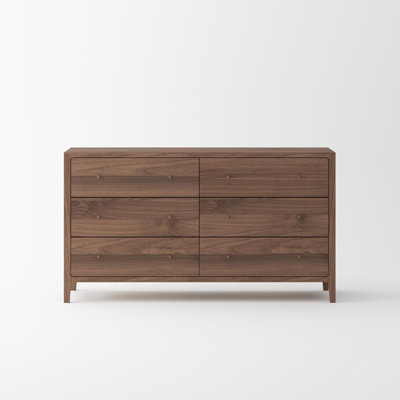 Commode 6 tiroirs Isabella Mid Century - Noyer noir américain massif