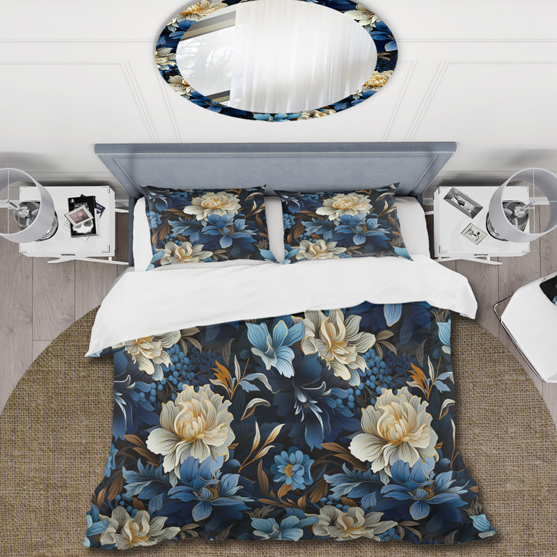 Ensemble de housse de couette Deep Daisy Flower I, Housse de couette pour très grand lit et 2 très