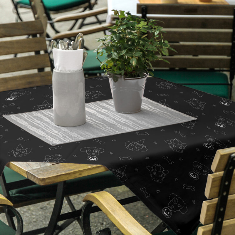 Festive Hol Tablecloth, 58" L x 58" W, Black/White