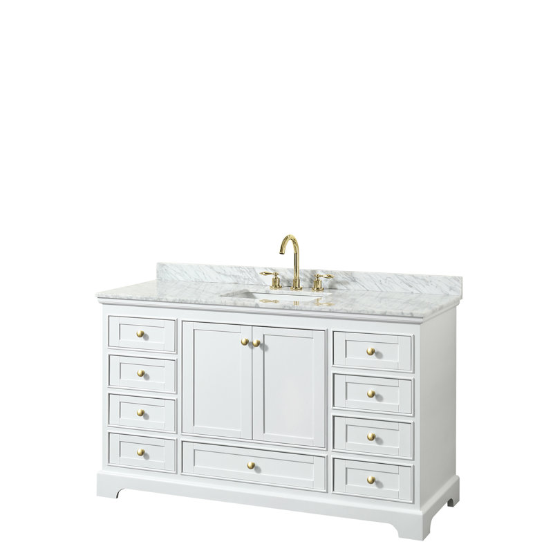 Deborah 60" White Single Bathroom Vanity with Marble Top
