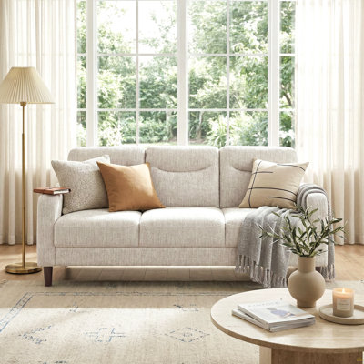 Transitional Design Sofa Taupe Chenille Upholstery Comfort Seating Solid Wood Living Room Furniture 1pc