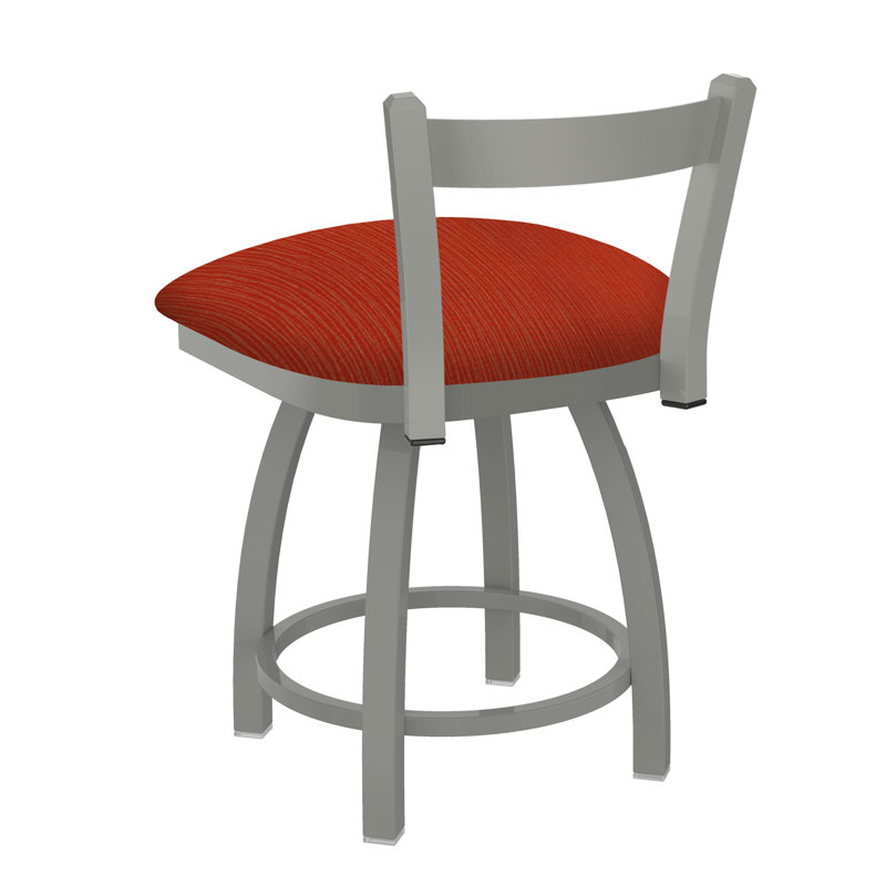 Tabouret de coiffeuse en métal Catalina, Nickel anodisé, Tissu graphique coquelicot