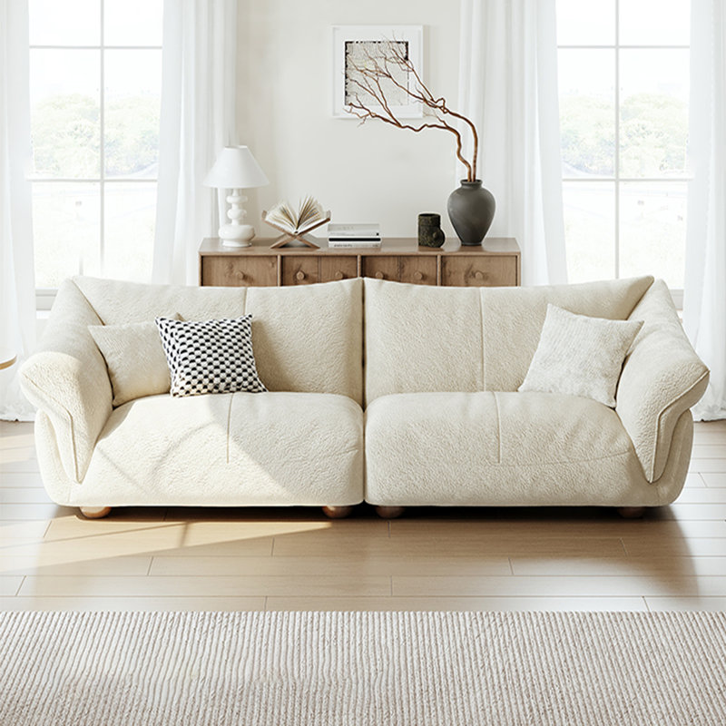 Canapé blanc modulaire en chenille, H 31,5 po x l 98,43 po x P 39,37 po