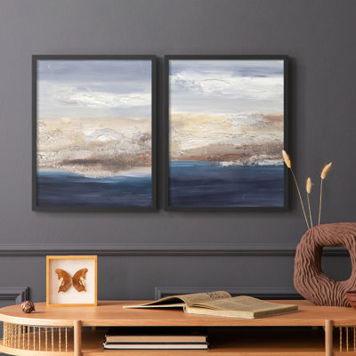 «Tidal Seafoam Horizon I», reproduction encadrée de qualité supérieure - prête à être accrochée - aucun clou requis - aucun clou requis