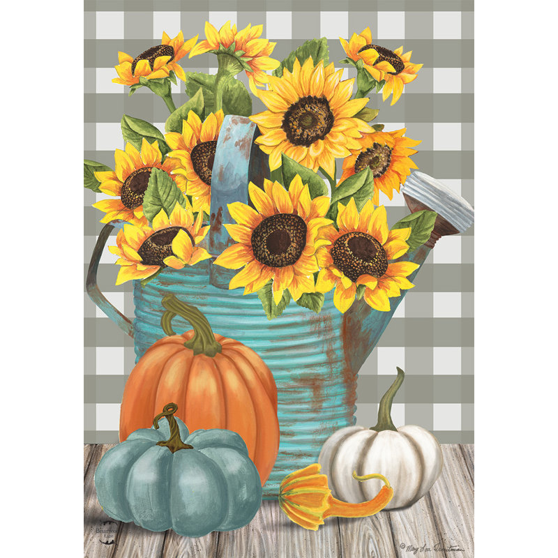 Drapeau de jardin pour arrosoir tournesol, Yellow/Light Grey Summer