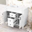 Meuble-lavabo de salle de bain avec lavabo en céramique, 2 tiroirs et portes à fermeture en douceur-1417981075
