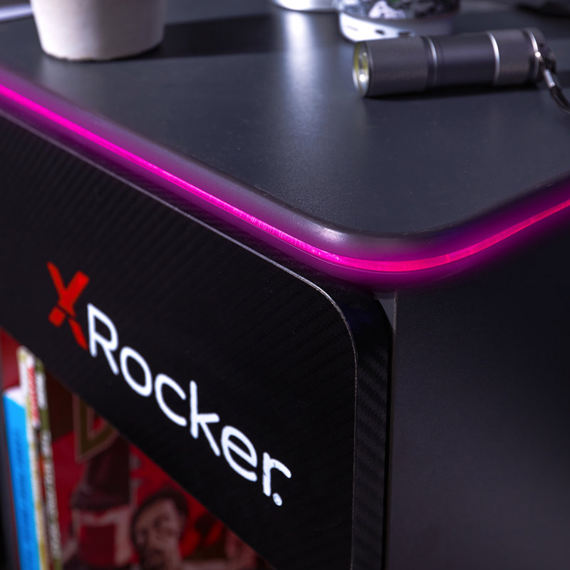 X Rocker Carbon-Tek Bedside Table With Wireless Charging And LED Lights