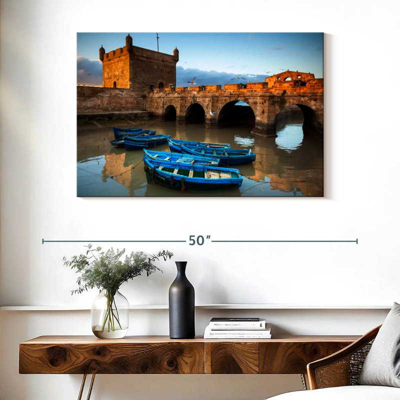 Mehar Ess Essiraira bateaux bleu, H 26 po x l 39 po