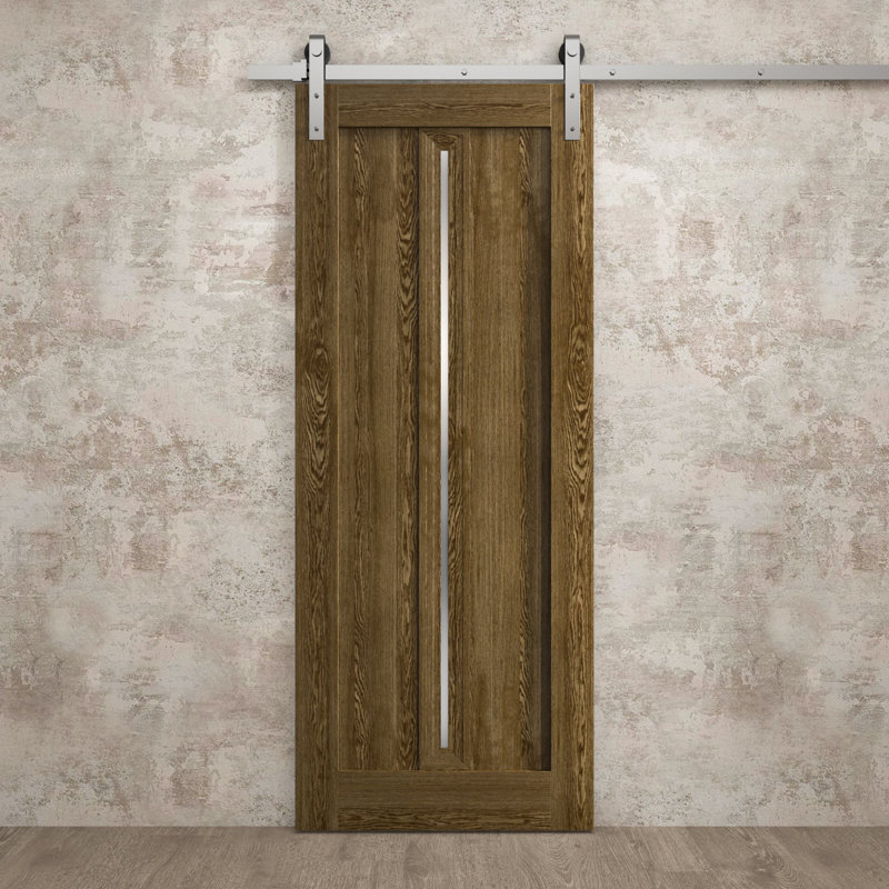 Porte de grange moderne | Ego 5014 | Ensemble de quincaillerie lourde Silver Rail Track | Portes intérieures solides