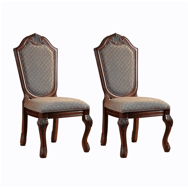 Chaise à dossier solide beige et cerisier (ensemble de deux)