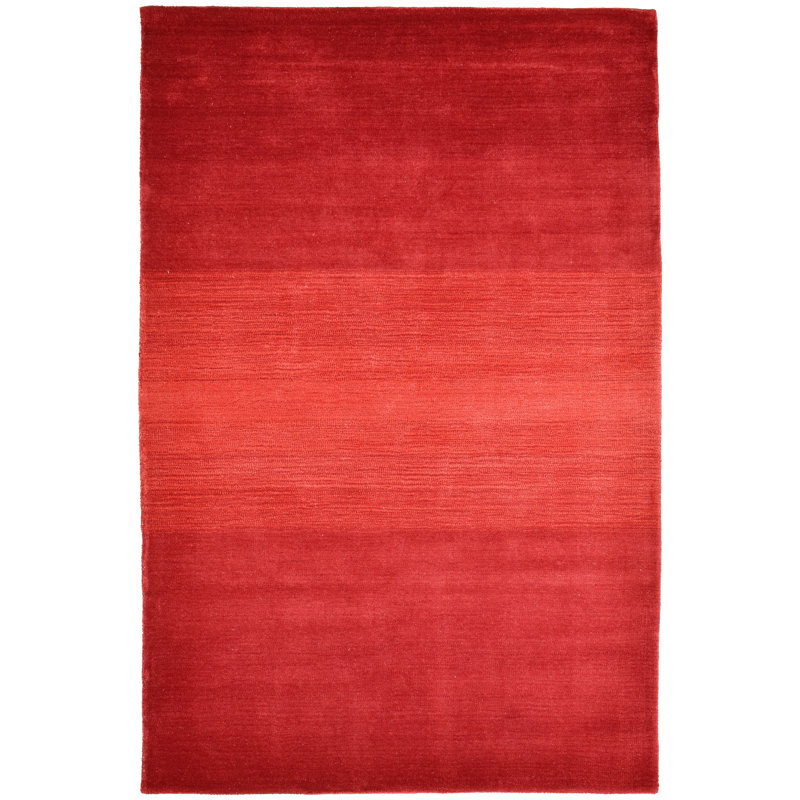 Knag Handmade Wool Carpet In Red, Rectangular 90 x 160 cm